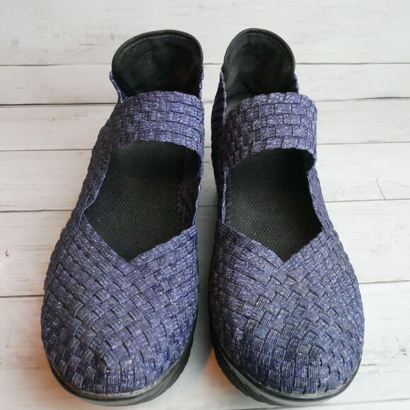 Women's Size 10 Platform Wedge Blue Sandals Woven Pumps Mary Jane Shoes - Picture 5 of 8